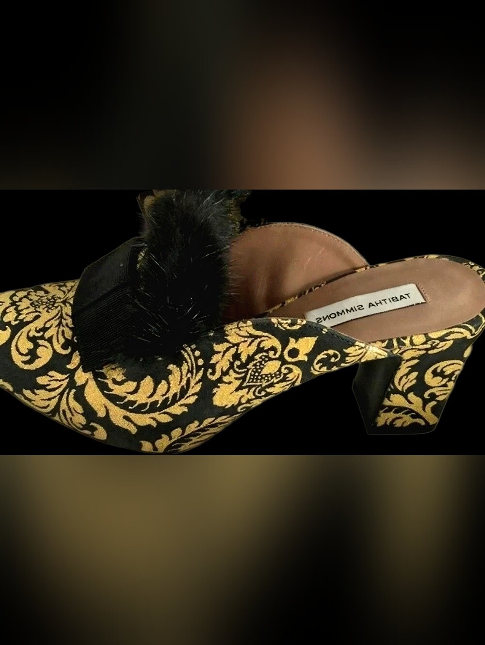 Tabitha Simmons Printed Bow Accents Mules Heeled Slides IT 35.5 US 5.5 EUC - Picture 4 of 4